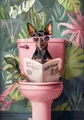 Diamantmalerei Katze auf Toilette Kreuzstich Mosaik Kits – Farbe HKQTA1132-19