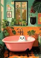 Diamantmalerei Katze auf Toilette Kreuzstich Mosaik Kits – Farbe HKQTA1132-23