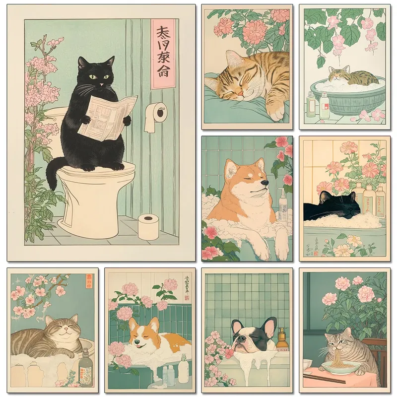 Diamantmalerei Katze Badewanne Retro