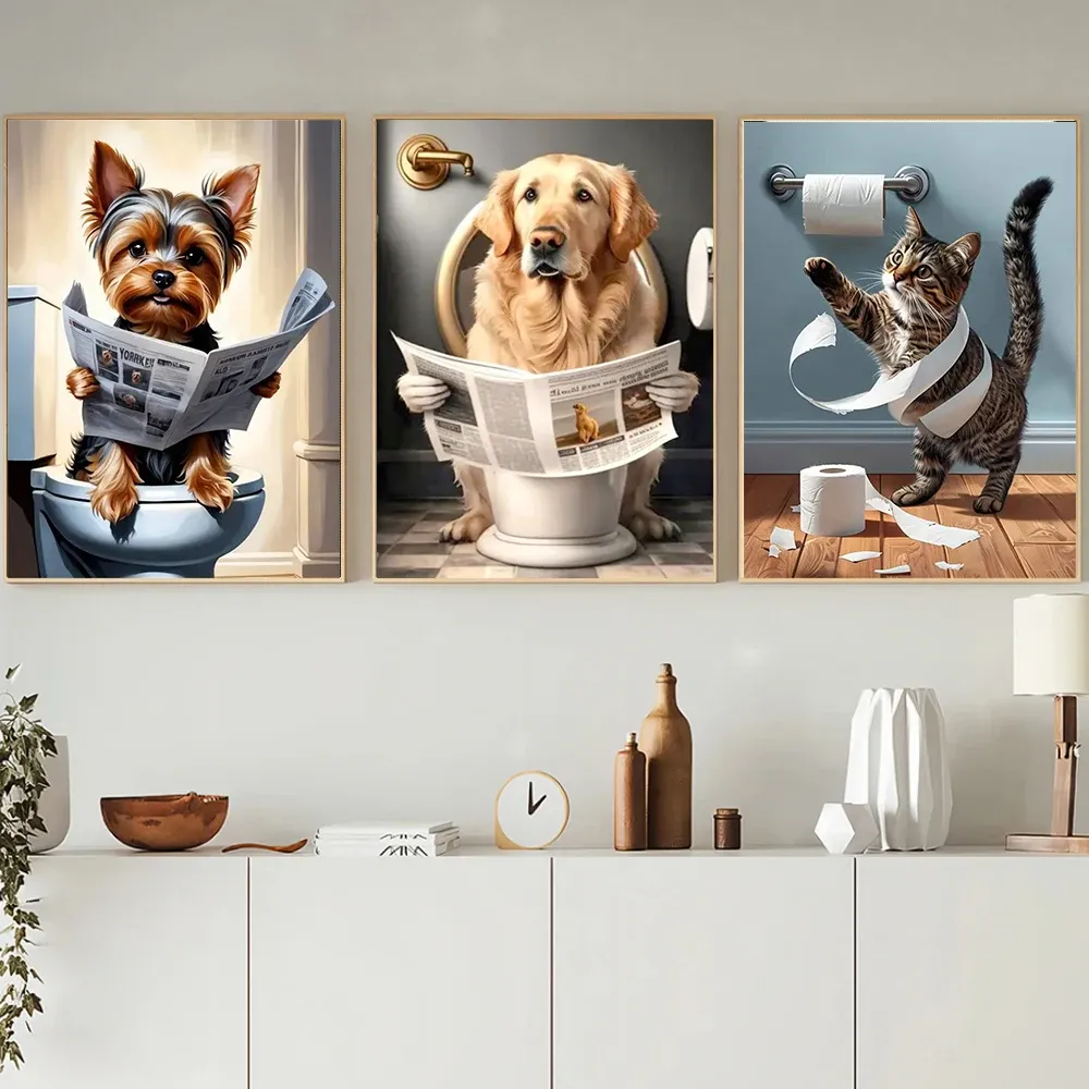 Diamantmalerei Katze Hund Toilette 20x30 bis 40x50 cm