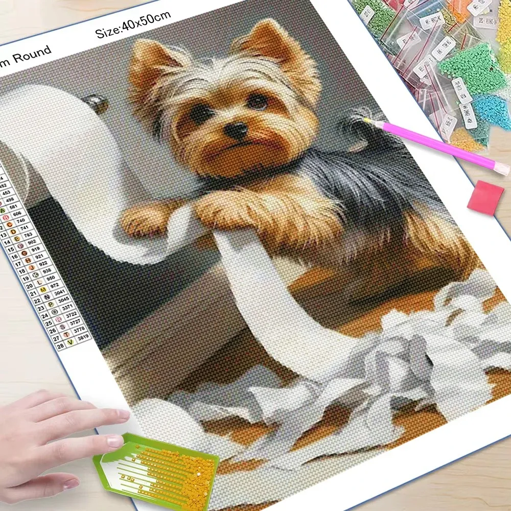 Diamantmalerei Katze Hund Toilette 20x30 bis 40x50 cm