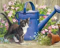 Diamantmalerei Katze Tier Blume 20 bis 70 cm – Farbe Hellgrau (06)