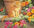Diamantmalerei Katze Tier Blume 20 bis 70 cm – Farbe Lila (05)