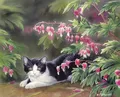 Diamantmalerei Katze Tier Blume 20 bis 70 cm – Farbe Marineblau (09)