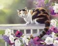Diamantmalerei Katze Tier Blume 20 bis 70 cm – Farbe VIOLET/紫罗兰 (13)