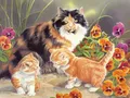 Diamantmalerei Katze Tier Blume 20 bis 70 cm – Farbe WEISS (01)