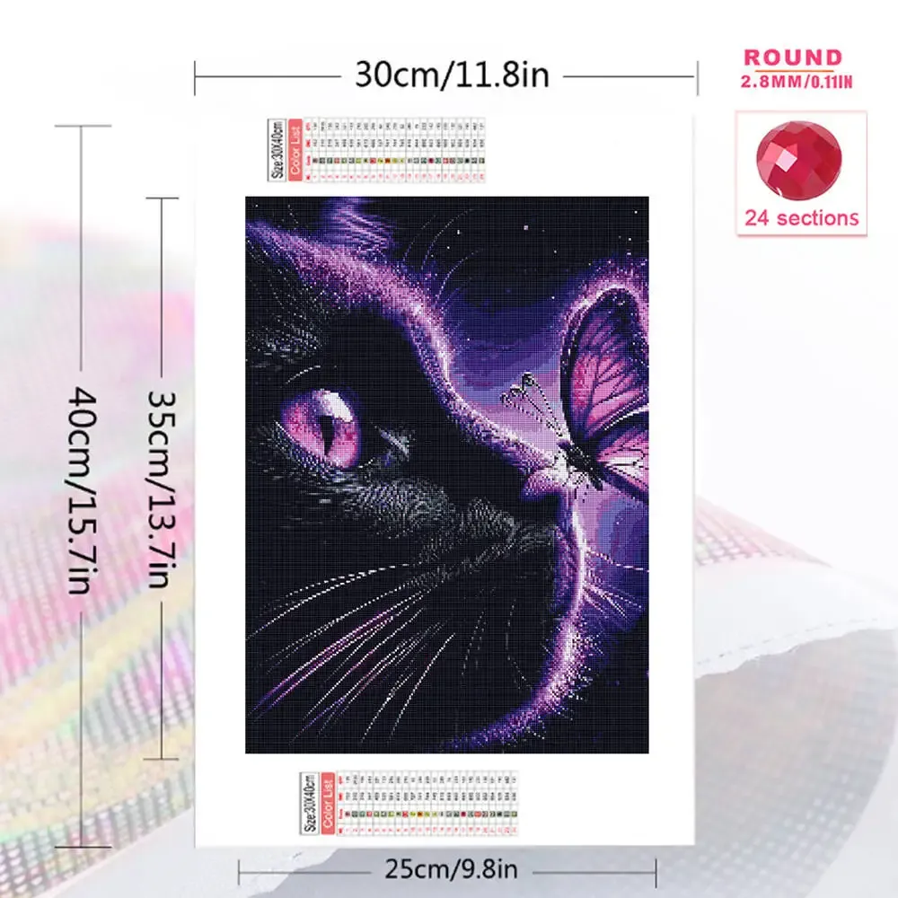 Diamantmalerei Katze Tier buntes Mosaik Bild Strass Wand Dekor