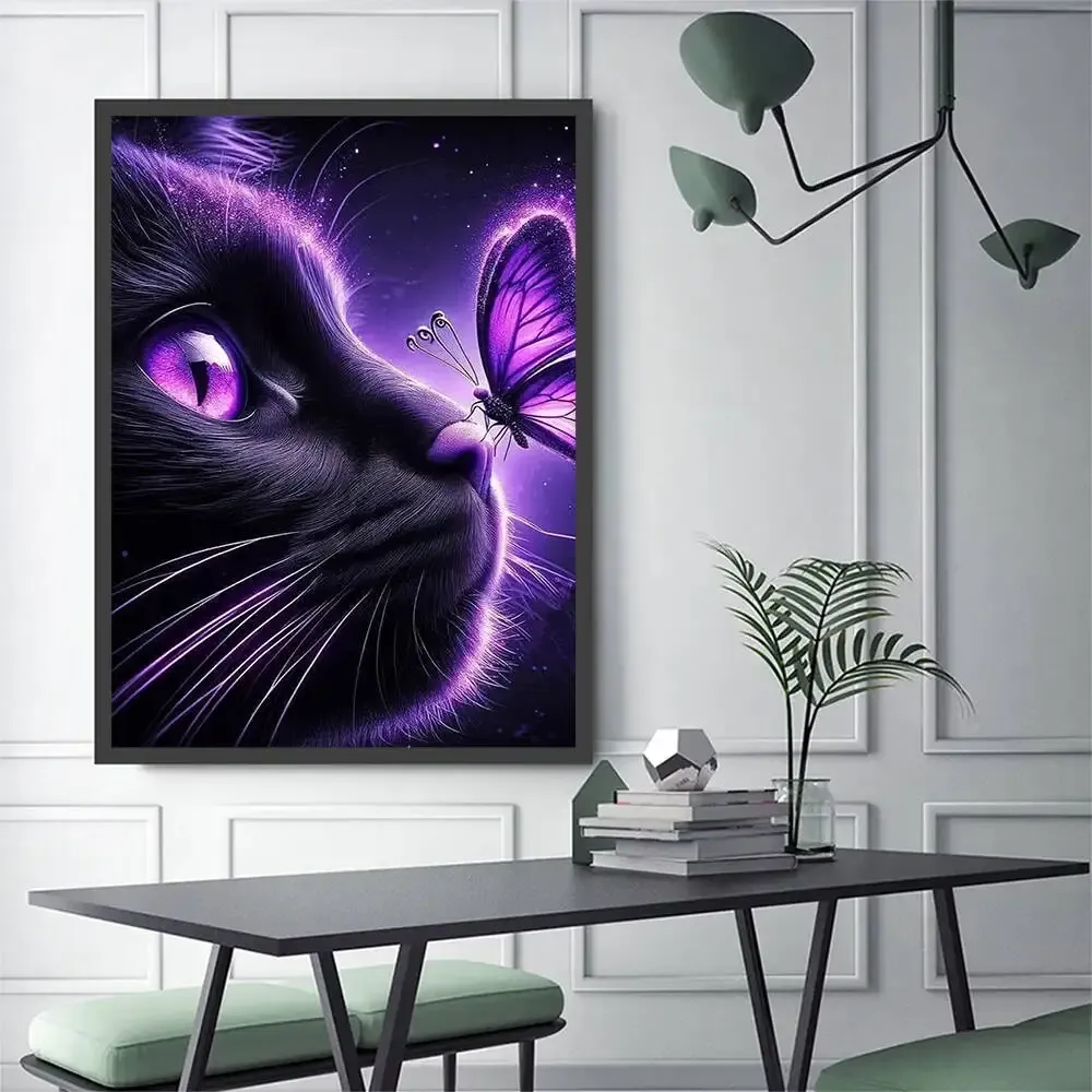 Diamantmalerei Katze Tier buntes Mosaik Bild Strass Wand Dekor