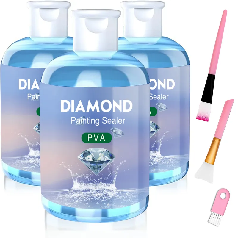 Diamantmalerei Kleber 120 ml mit 3 Pinseln für Puzzles