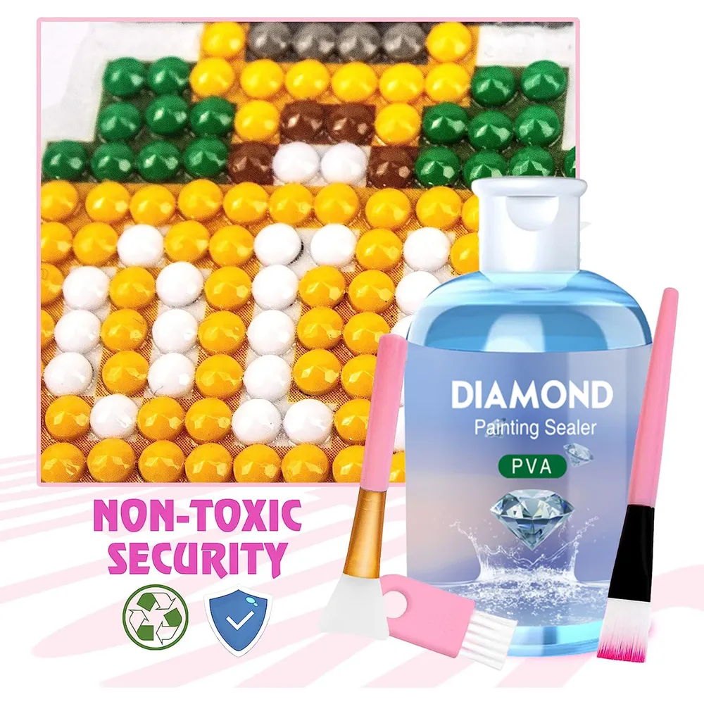 Diamantmalerei Kleber 120 ml mit 3 Pinseln für Puzzles