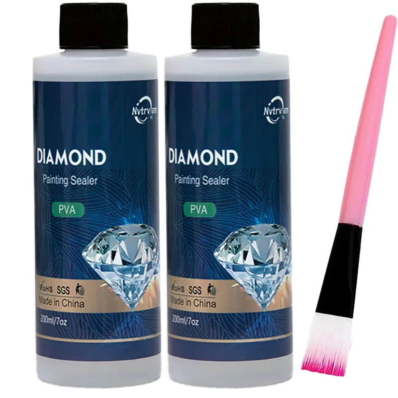 Diamantmalerei Klebeset 60ml oder 200ml mit Pinsel Zubehör