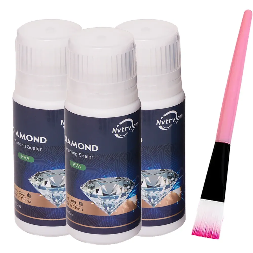 Diamantmalerei Klebeset 60ml oder 200ml mit Pinsel Zubehör
