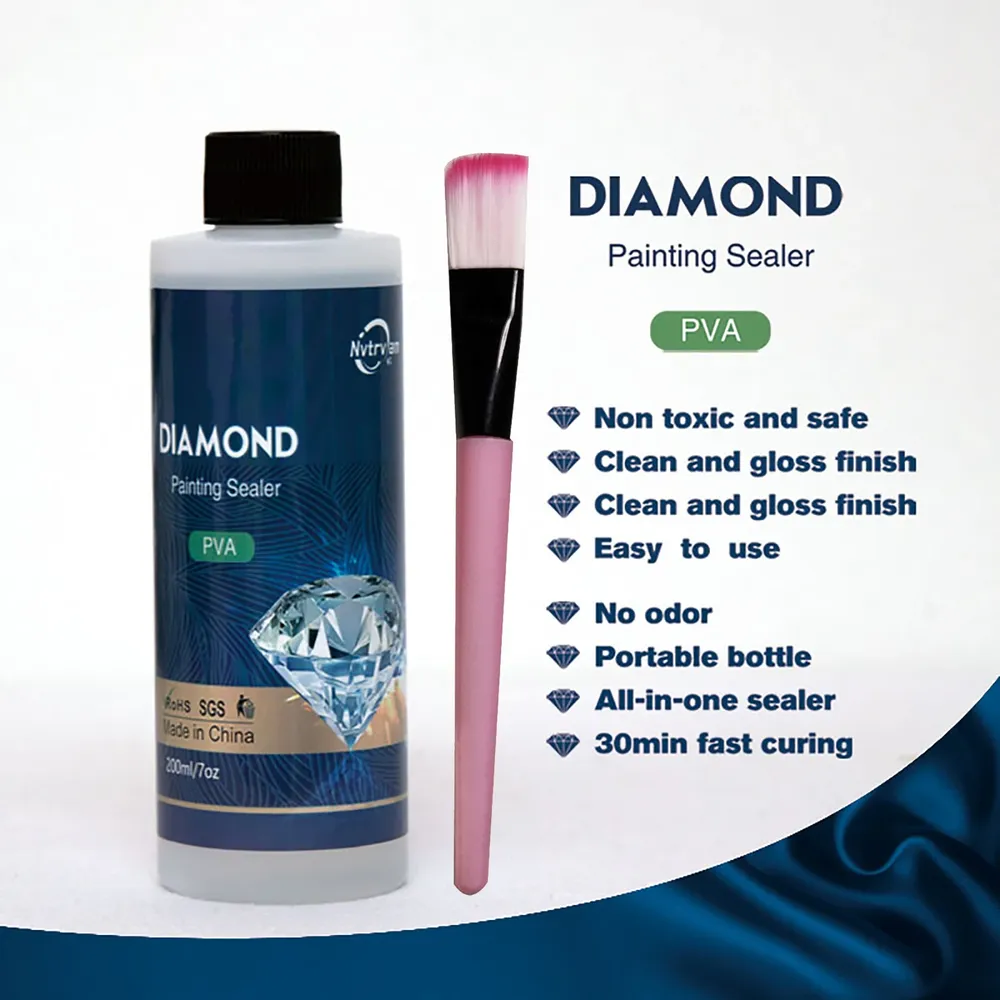 Diamantmalerei Klebeset 60ml oder 200ml mit Pinsel Zubehör