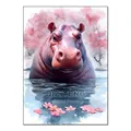 Diamantmalerei Koala Eule Affe Elefant Tierserie 30x40cm – Farbe Hippo