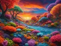 Diamantmalerei Landschaft bunter Baum 30x40cm bis 45x60cm – Farbe 120 Colors-BQ BY-1