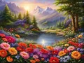 Diamantmalerei Landschaft bunter Baum 30x40cm bis 45x60cm – Farbe 120 Colors-BQ BY-11
