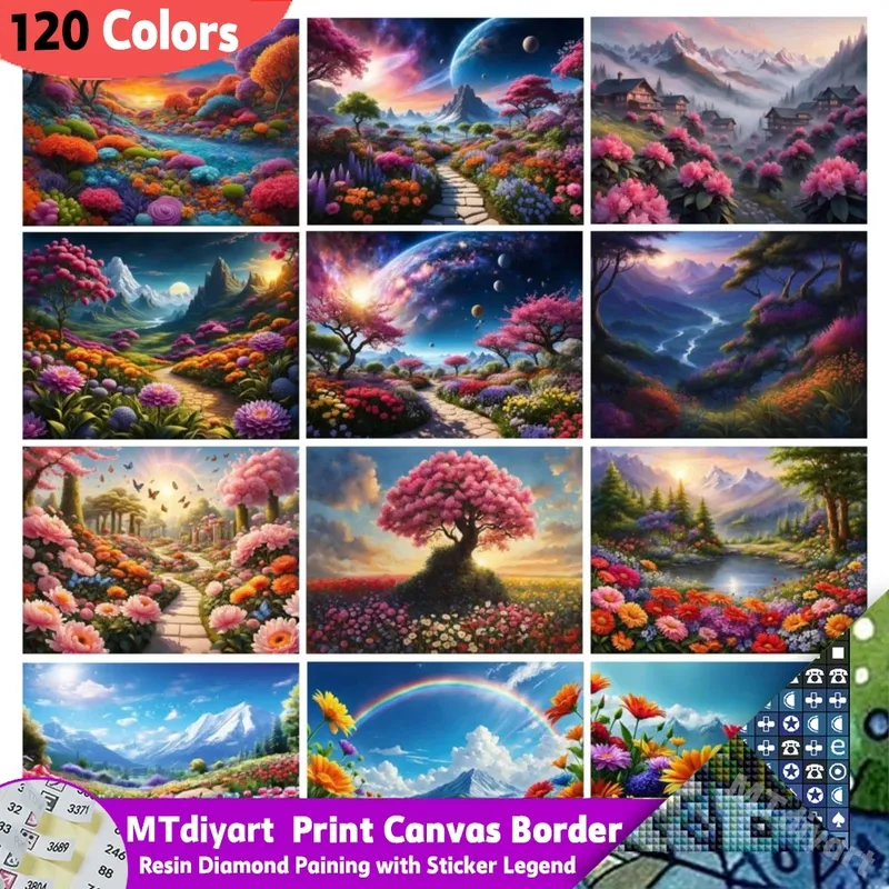 Diamantmalerei Landschaft bunter Baum 30x40cm bis 45x60cm