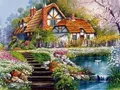 Diamantmalerei Landschaft Haus Wald 30 bis 40 cm – Farbe ASFX6025