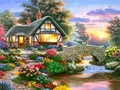 Diamantmalerei Landschaft Haus Wald 30 bis 40 cm – Farbe ASFX6032