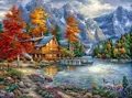 Diamantmalerei Landschaft Haus Wald 30 bis 40 cm – Farbe ASFX6033