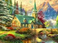 Diamantmalerei Landschaft Haus Wald 30 bis 40 cm – Farbe ASFX97