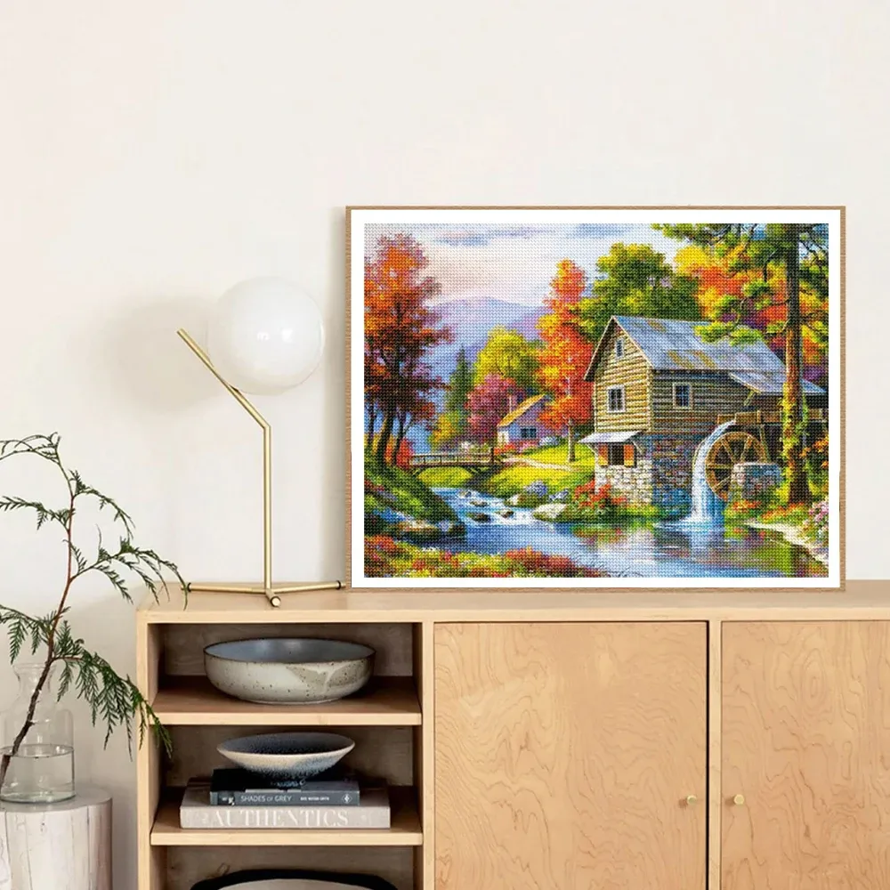 Diamantmalerei Landschaft Haus Wald 30 bis 40 cm