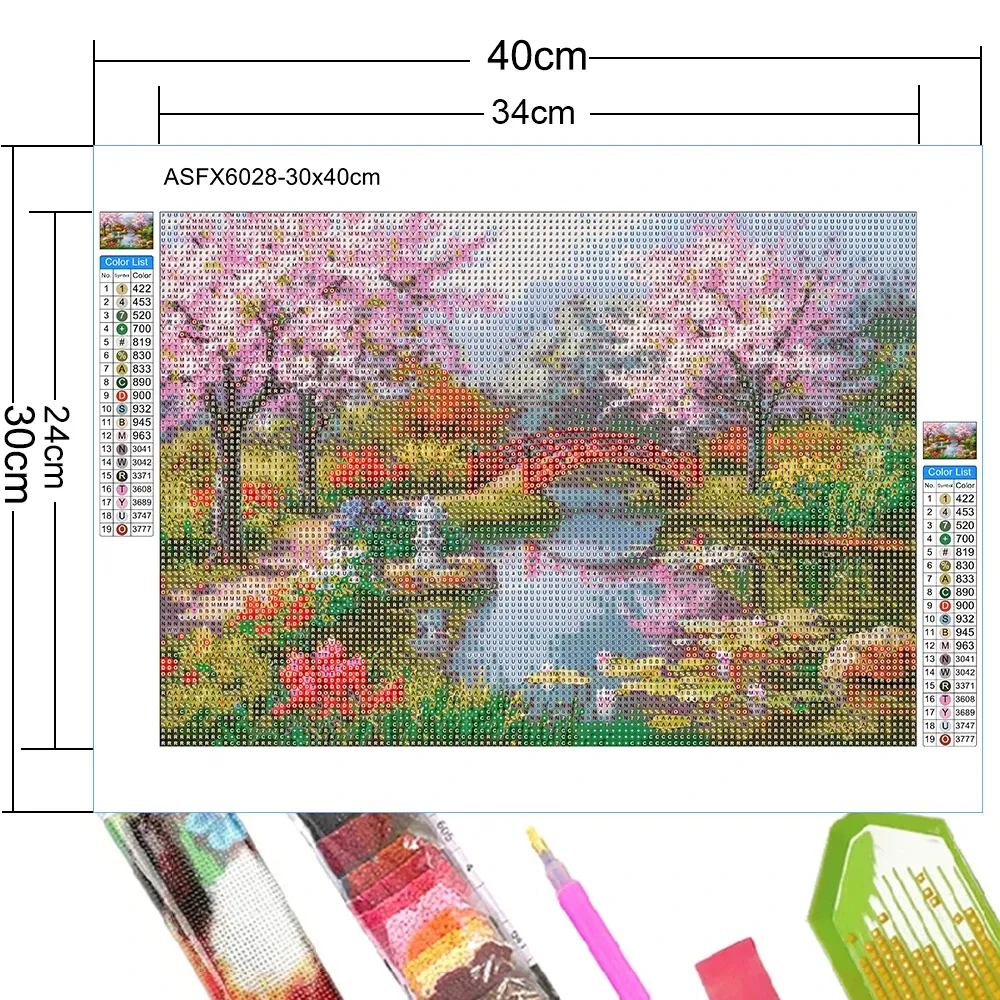 Diamantmalerei Landschaft Haus Wald 30 bis 40 cm