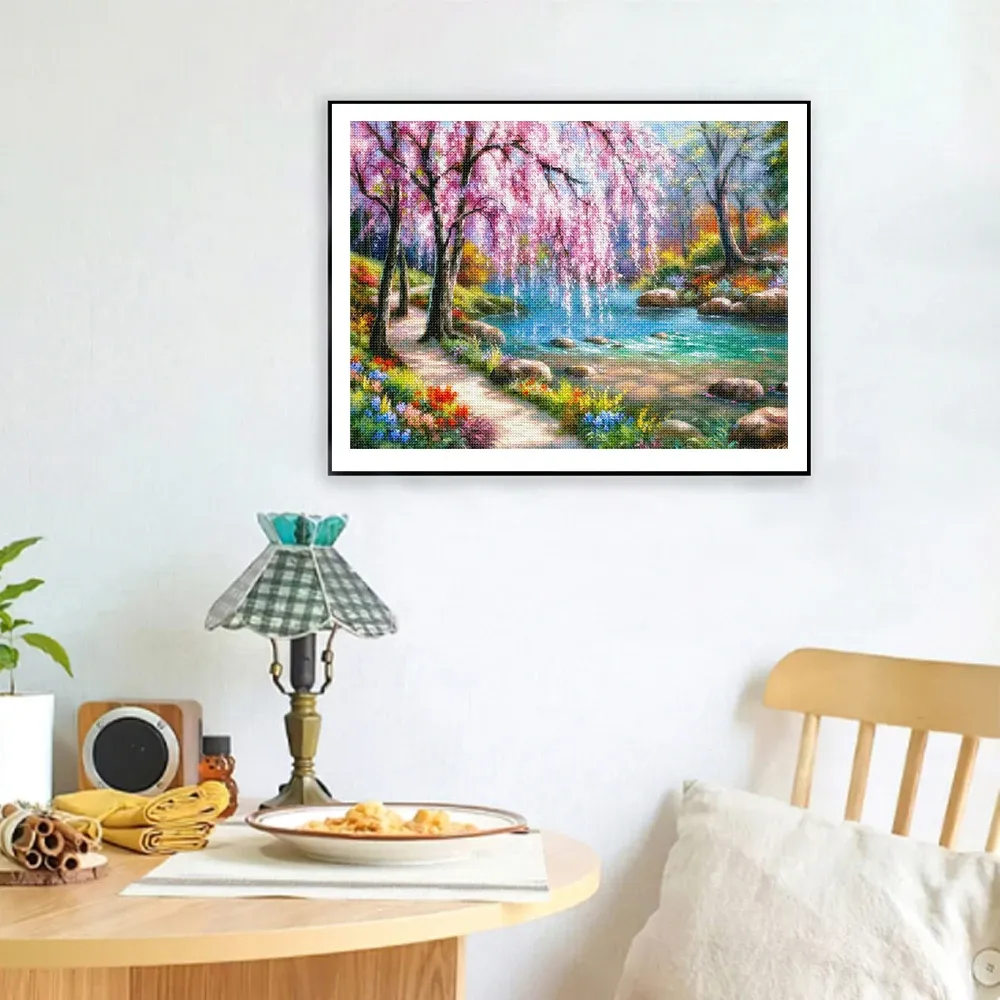 Diamantmalerei Landschaft Haus Wald 30 bis 40 cm