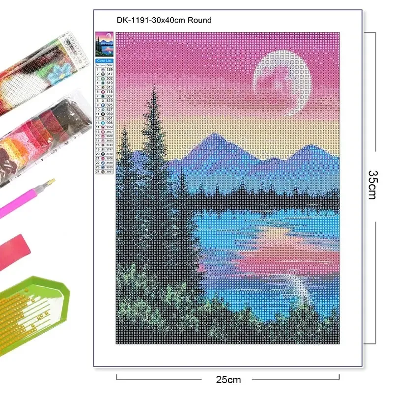 Diamantmalerei Landschaft Sternenhimmel 30 x 40 cm