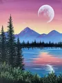 Diamantmalerei Landschaft Sternenhimmel 30 x 40 cm – Farbe Marineblau (DK-1191)