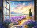 Diamantmalerei Lavendelfeld Landschaft 20x30 bis 50x70 cm – Farbe 4270
