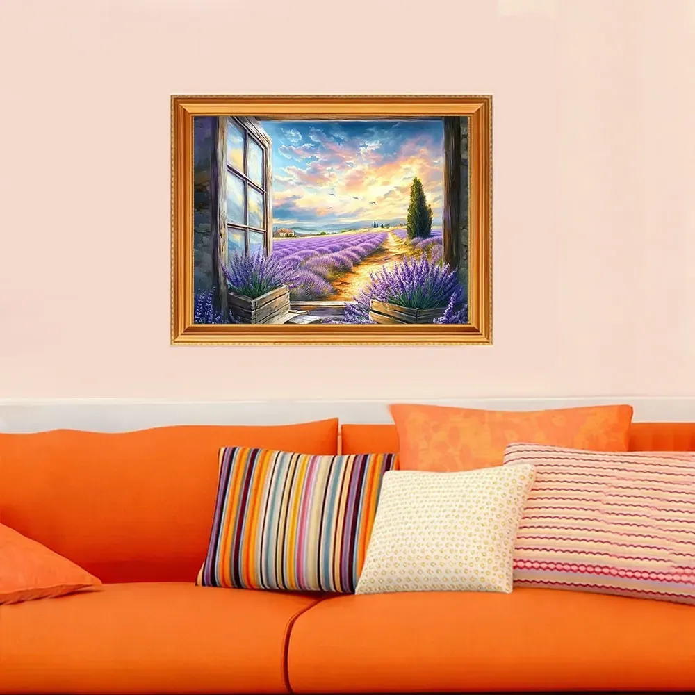 Diamantmalerei Lavendelfeld Landschaft 20x30 bis 50x70 cm