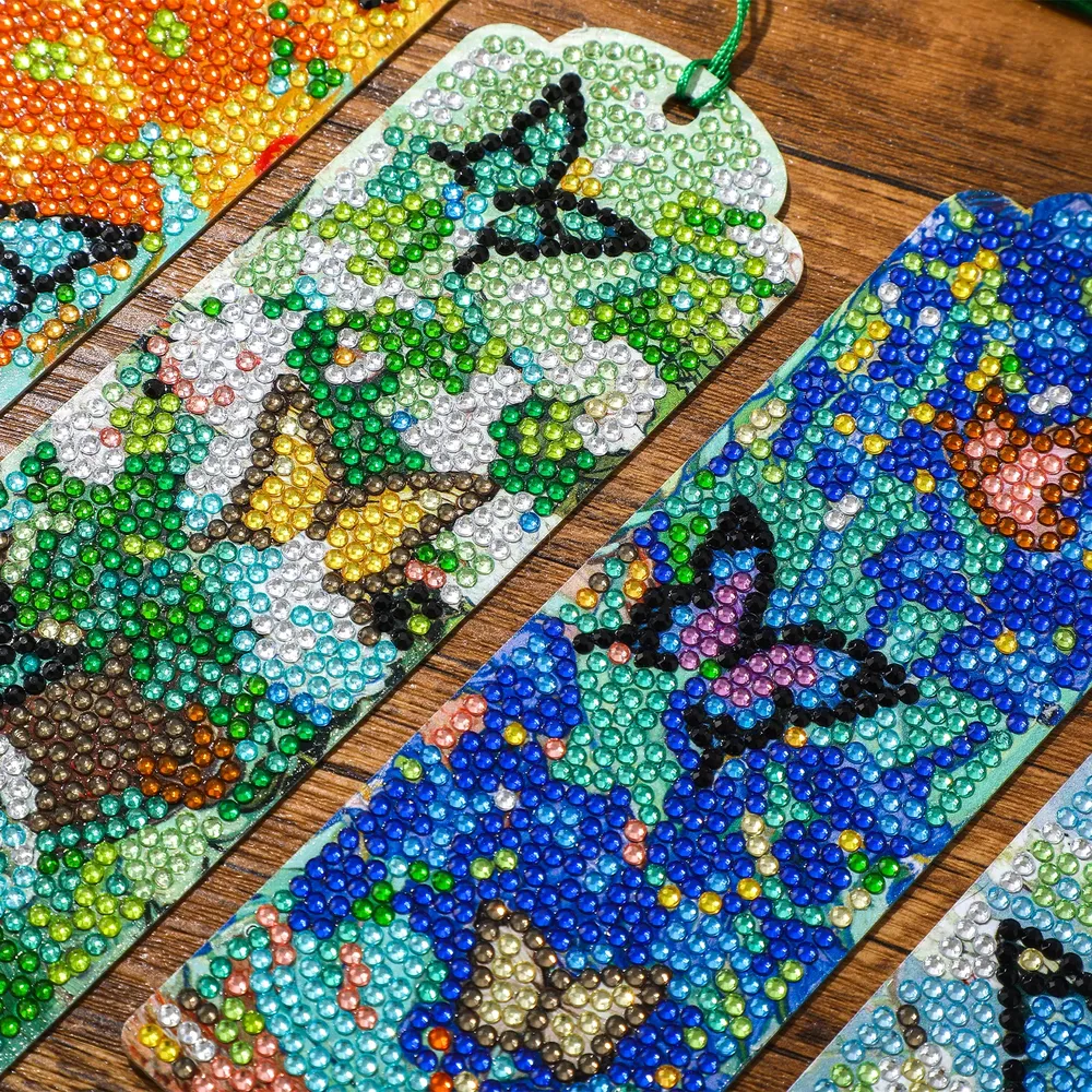 Diamantmalerei Lesezeichen Blumen Schmetterling 4 Stück