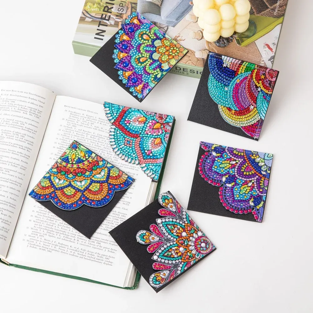 Diamantmalerei Lesezeichen Eckenschutz Mandala Blume 5D