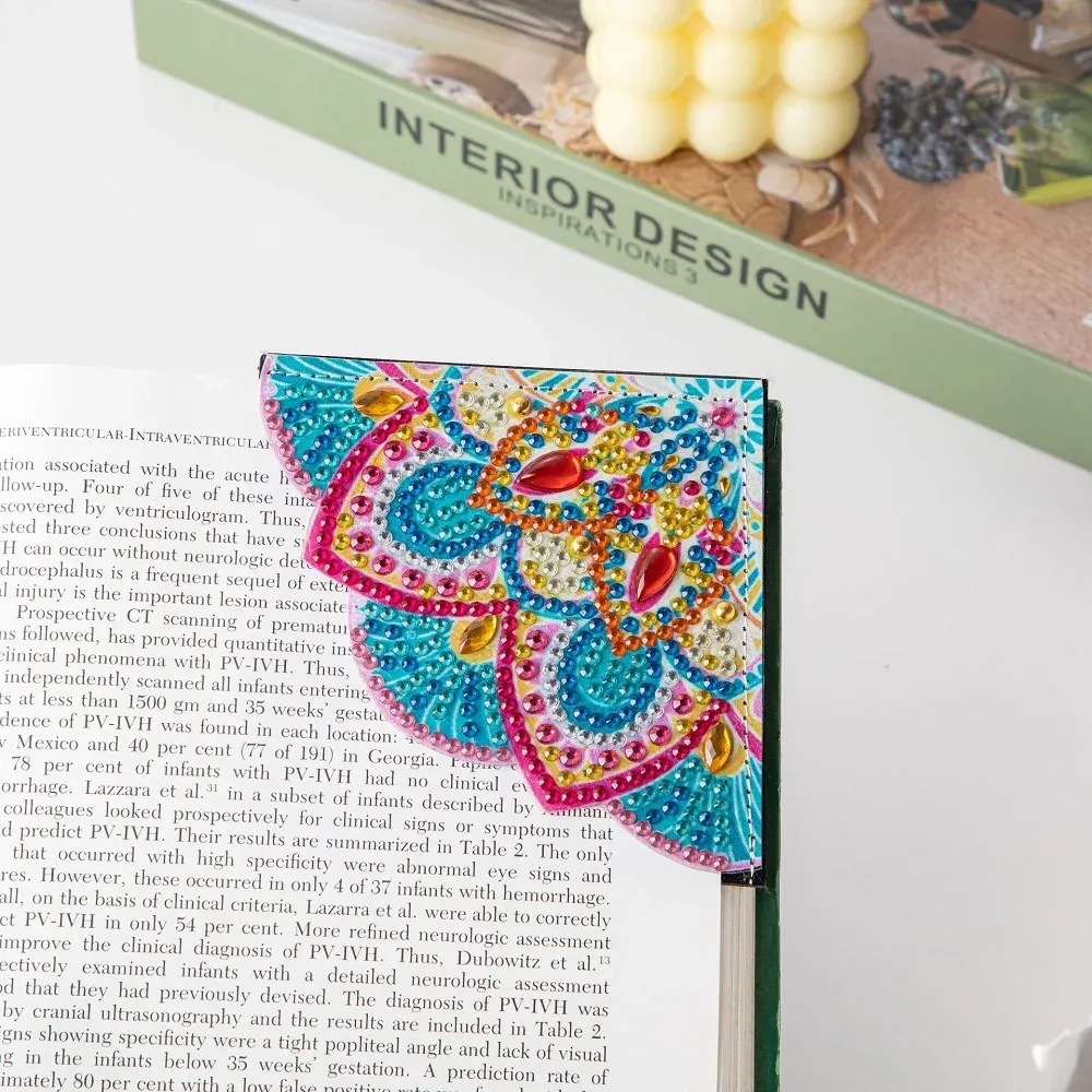 Diamantmalerei Lesezeichen Eckenschutz Mandala Blume 5D