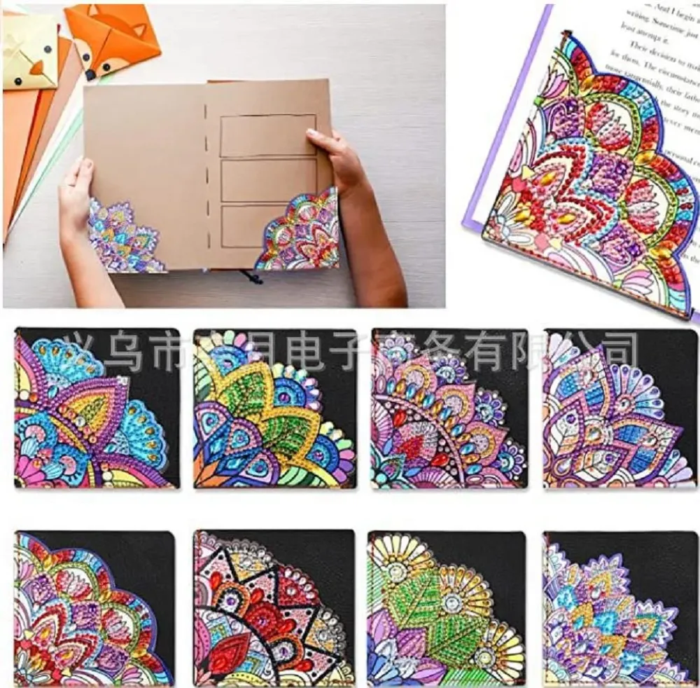 Diamantmalerei Lesezeichen Eckenschutz Mandala Blume 5D