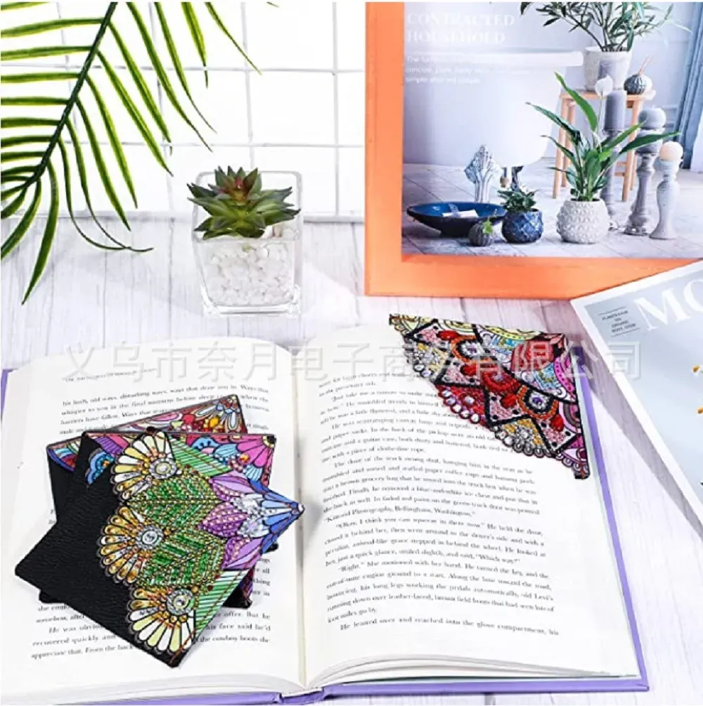 Diamantmalerei Lesezeichen Eckenschutz Mandala Blume 5D