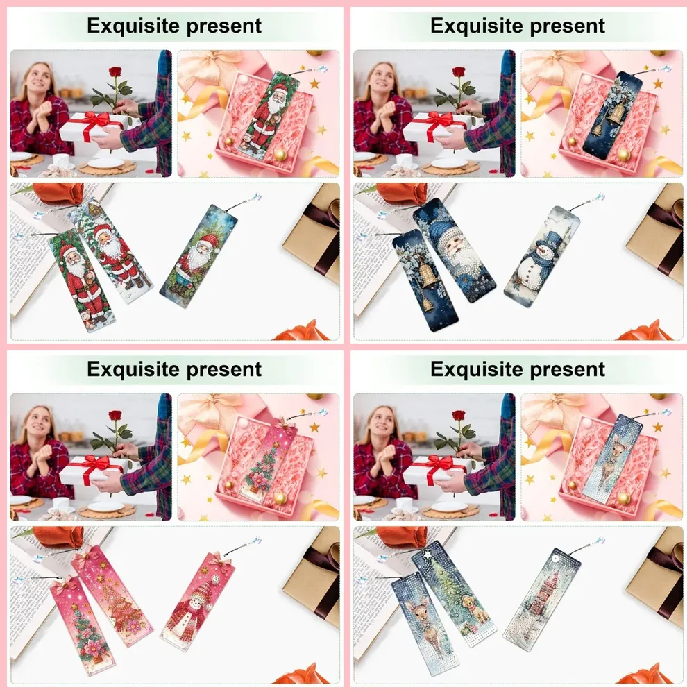Diamantmalerei Lesezeichen Weihnachtsmann Motiv Acryl Weihnachtsgeschenk