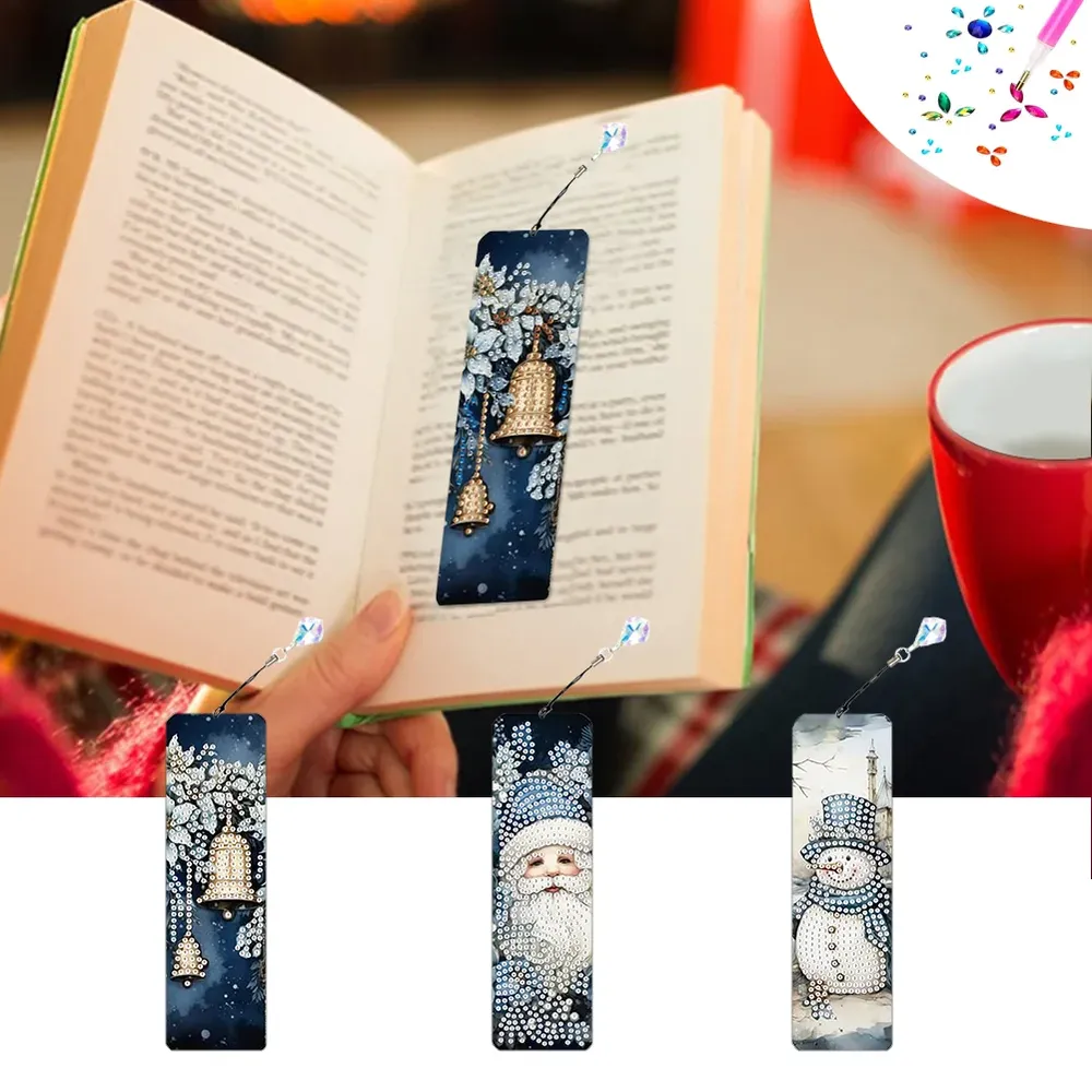 Diamantmalerei Lesezeichen Weihnachtsmann Motiv Acryl Weihnachtsgeschenk