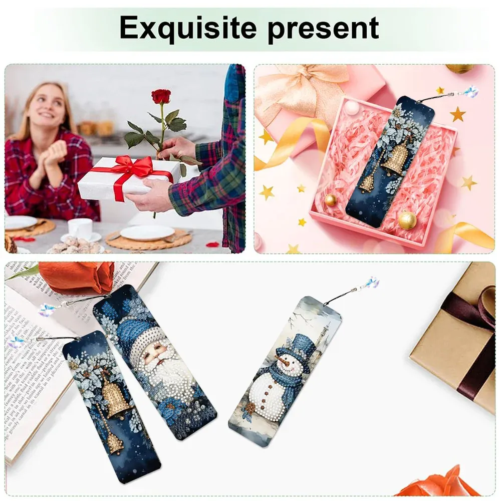 Diamantmalerei Lesezeichen Weihnachtsmann Motiv Acryl Weihnachtsgeschenk
