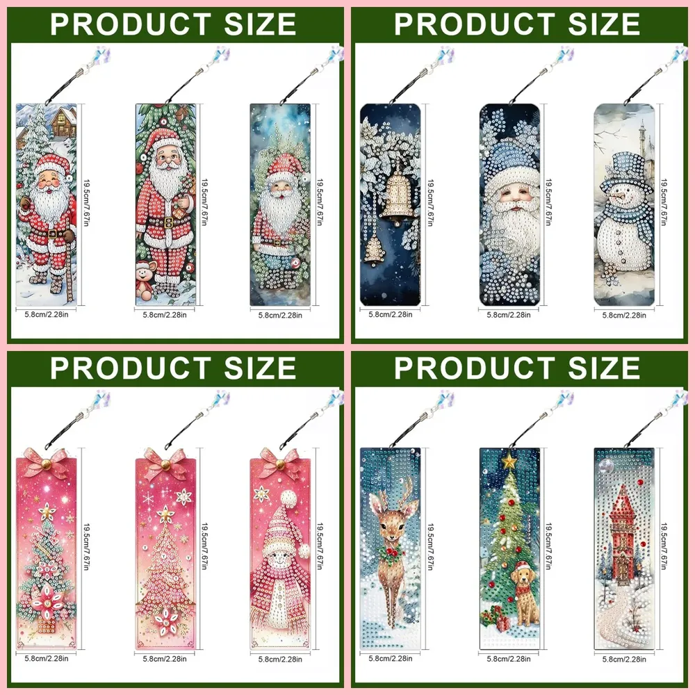 Diamantmalerei Lesezeichen Weihnachtsmann Motiv Acryl Weihnachtsgeschenk