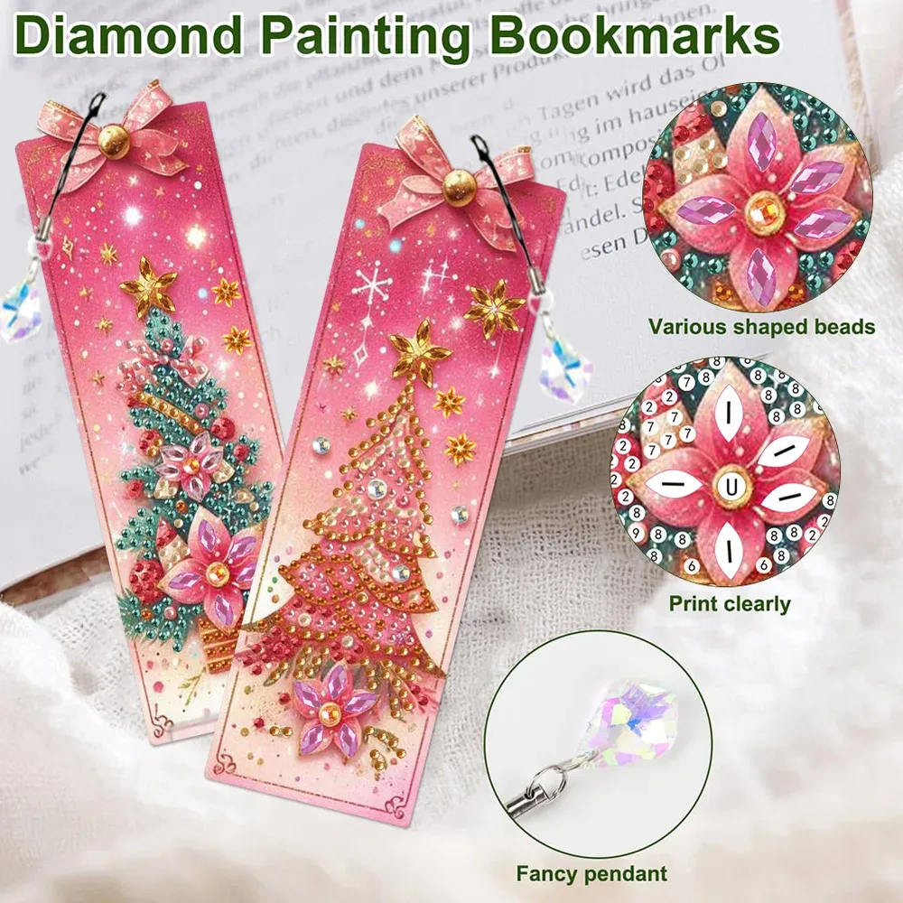 Diamantmalerei Lesezeichen Weihnachtsmann Motiv Acryl Weihnachtsgeschenk