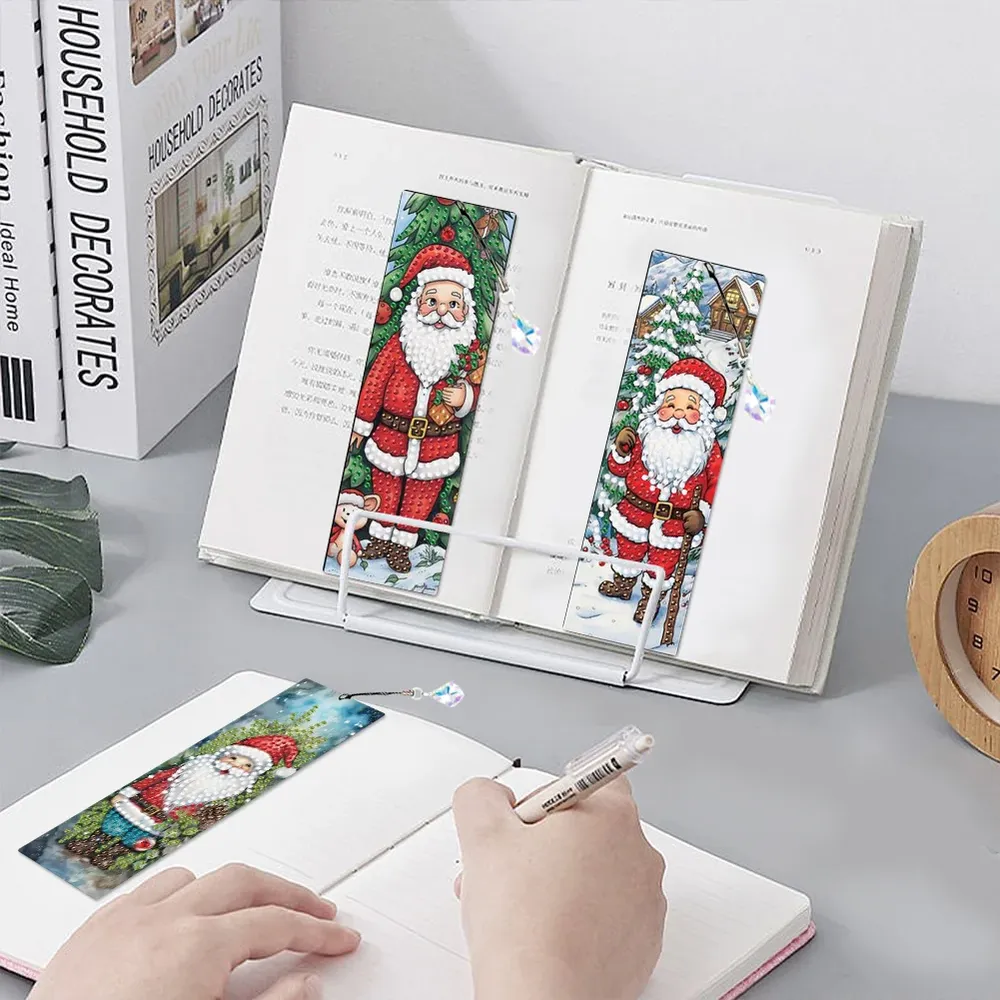 Diamantmalerei Lesezeichen Weihnachtsmann Motiv Acryl Weihnachtsgeschenk