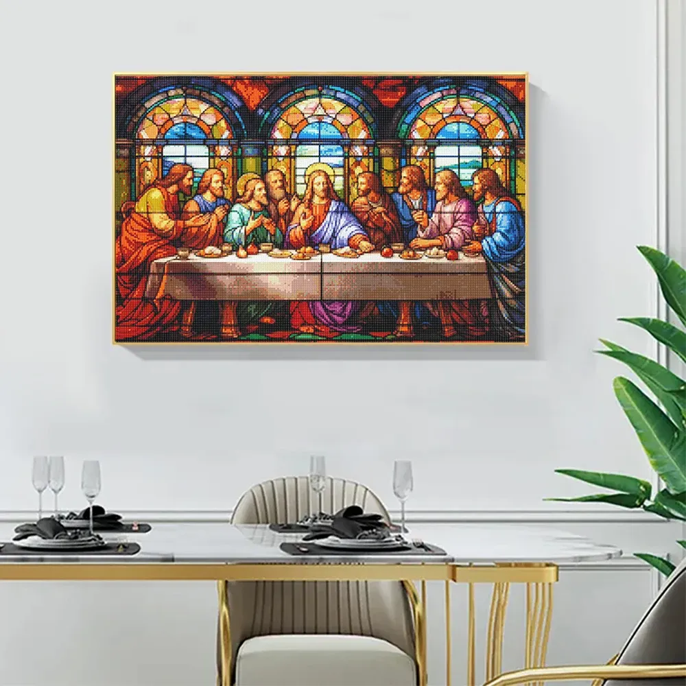 Diamantmalerei letztes Abendmahl 30 bis 70 cm rund oder eckig