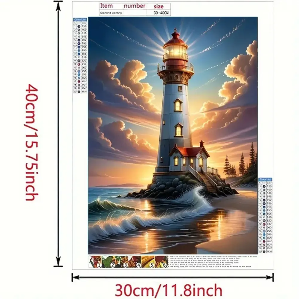 Diamantmalerei Leuchtturm Set für Erwachsene Heimdekoration rahmenlos