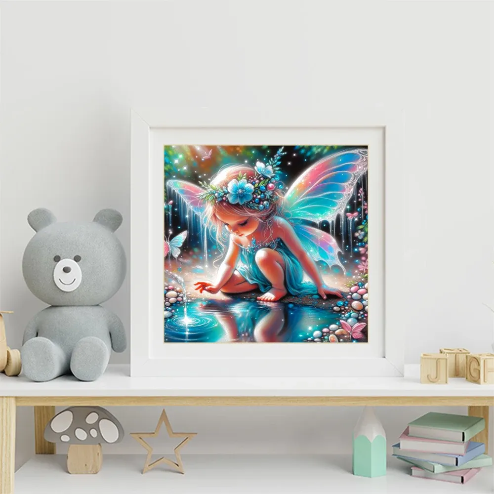 Diamantmalerei Mädchen Porträt Elfenflügel Strass Mosaik Schmetterling
