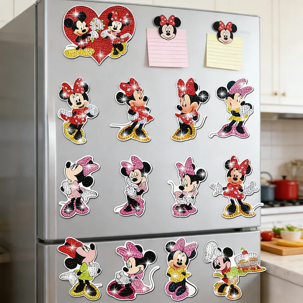 Diamantmalerei Magnet Aufkleber Maus und Ente für Kühlschrank