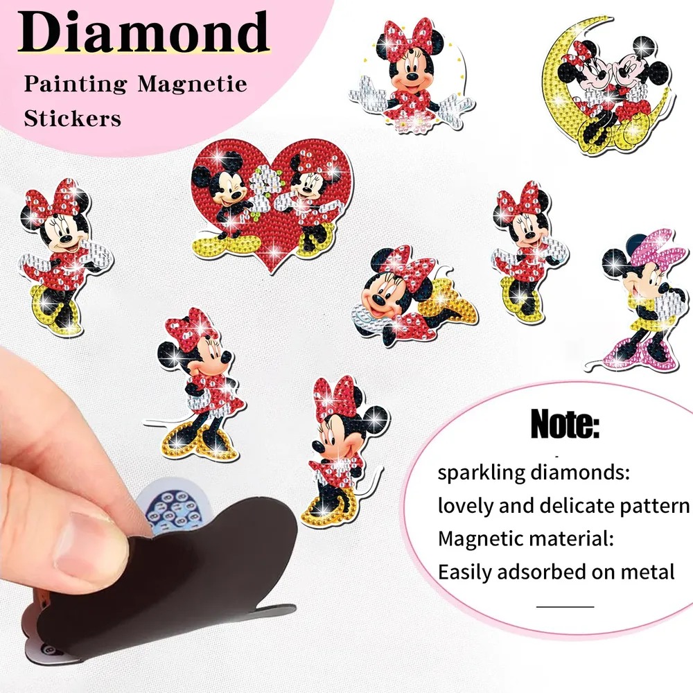 Diamantmalerei Magnet Aufkleber Maus und Ente für Kühlschrank