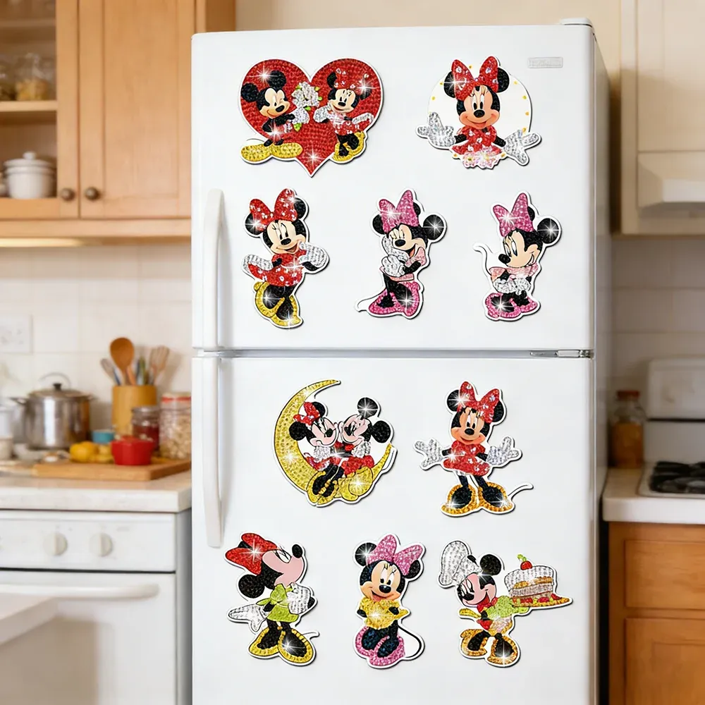 Diamantmalerei Magnet Aufkleber Maus und Ente für Kühlschrank