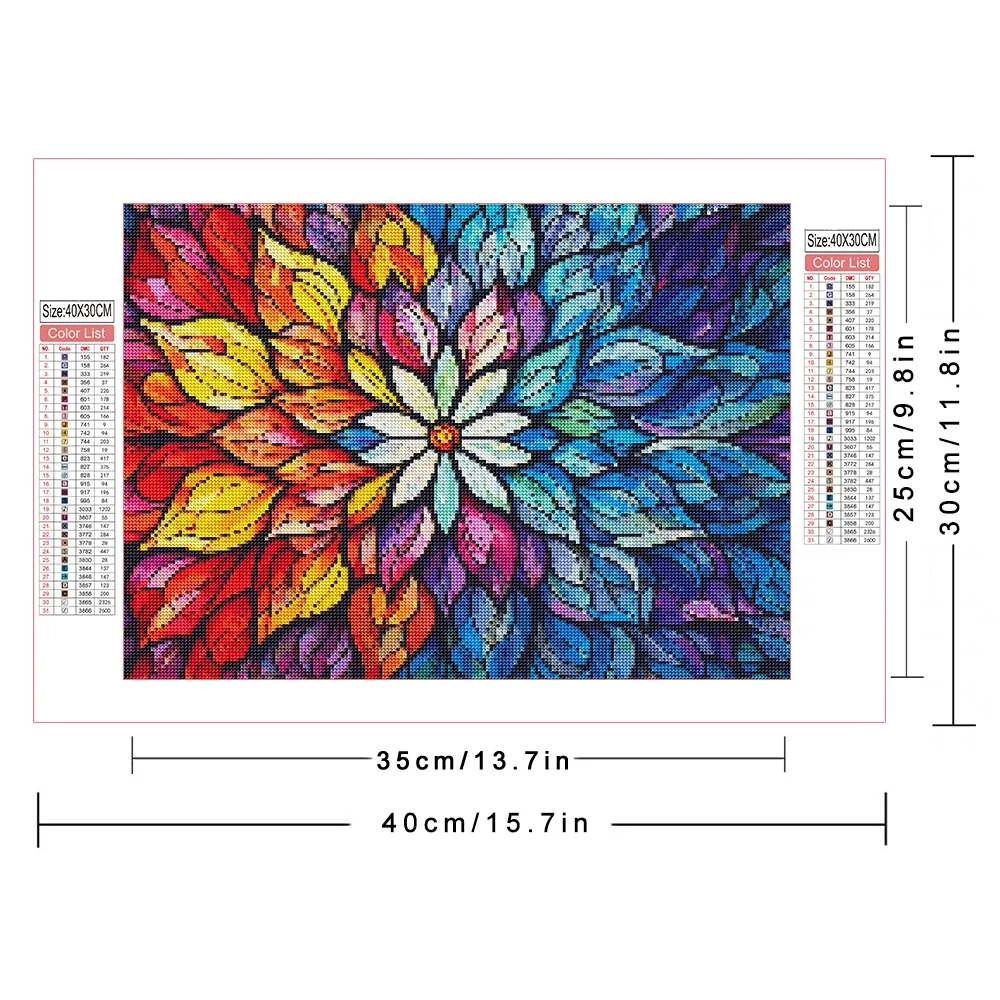 Diamantmalerei Mandala Blume 5d Kreuz Stich 20x30cm bis 50x70cm